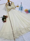 Ssc 615 Faux Georgette Embroidery Chikankari Work Gown With Dupatta Collections